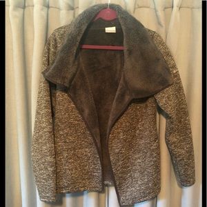 Columbia fur-lined open knit jacket